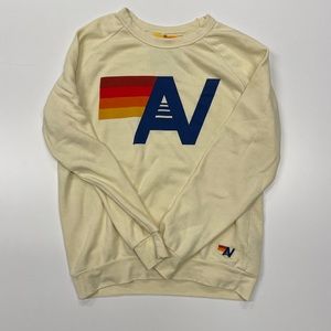 Aviator Nation logo cream crew neck